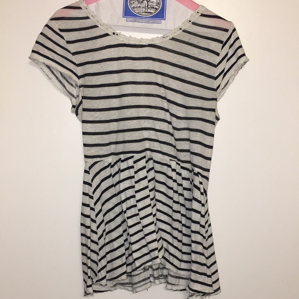 FREE PEOPLE Striped Peplum Hem Tee ! Size Small!